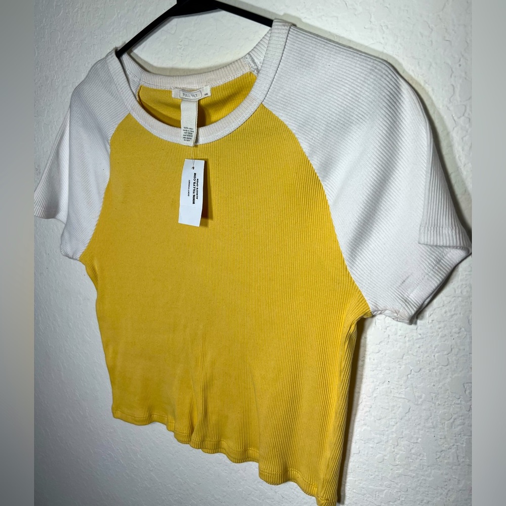Yellow baseball tee cropped
